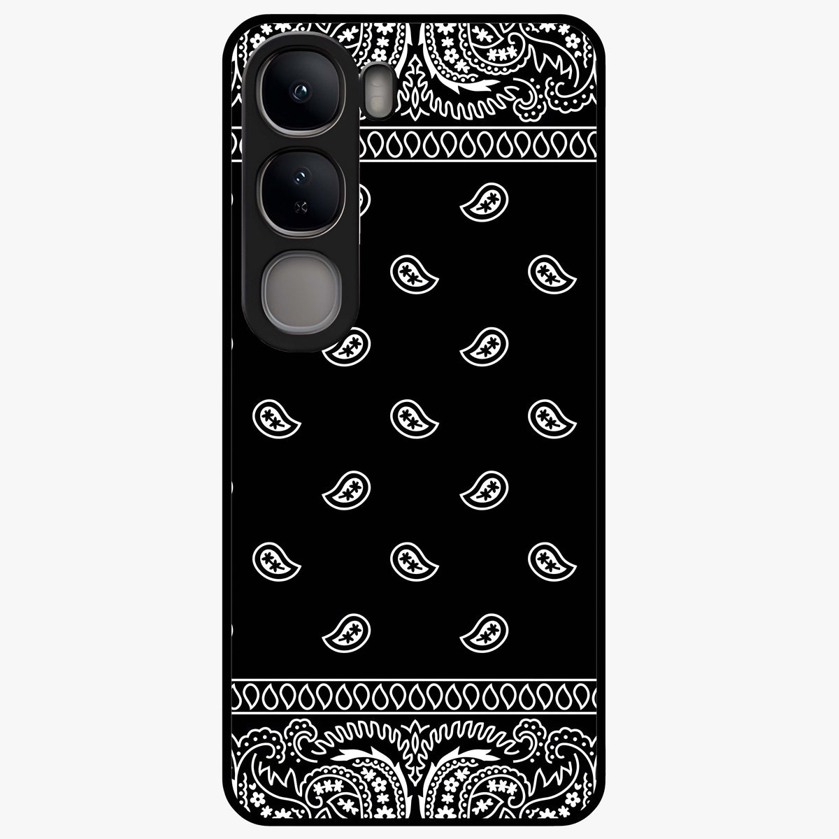 Retro Rebel Threads Glass Case showing flat back view with vintage street style artwork and glossy glass finish.