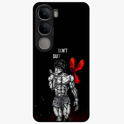 Rise Beyond Limits Glass Case showing flat back view with motivational typography artwork and glossy glass finish.