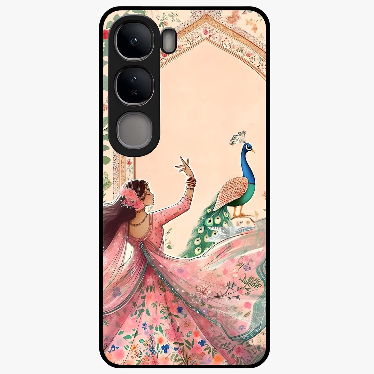 Royal Grace Muse Glass Case showing flat back view with elegant artistic artwork and glossy glass finish.