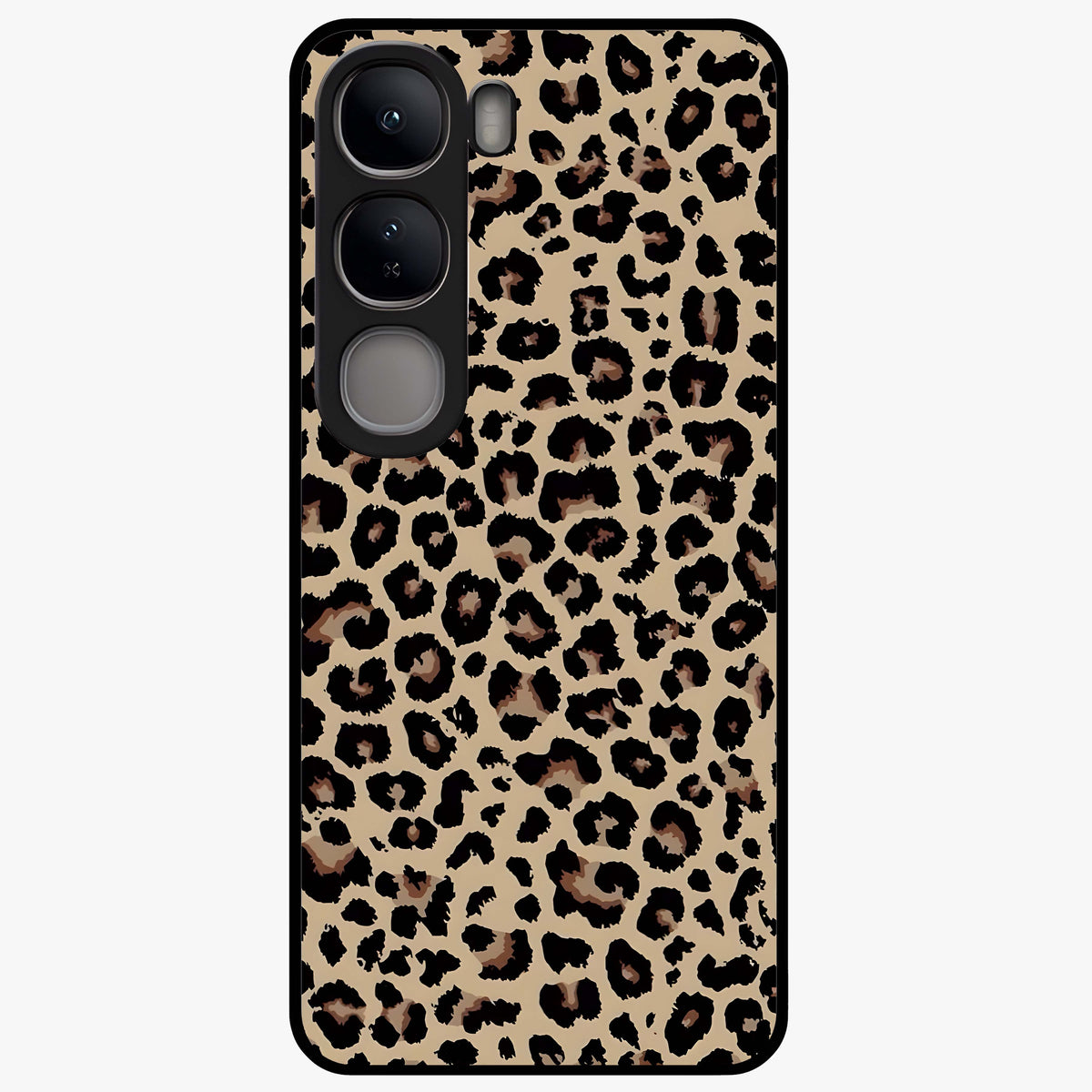 Savage Chic Pattern Glass Case showing flat back view with stylish patterned artwork and glossy glass finish.