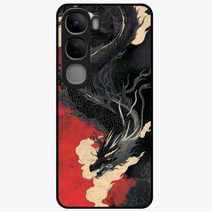 Shadow Dragon Fury Glass Case showing flat back view with fierce dragon artwork and glossy glass finish.