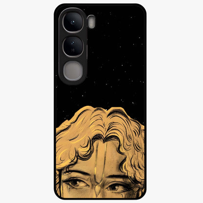 Shri Krishna Art Glass Case showing flat back view with devotional Krishna artwork and glossy glass finish.