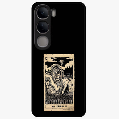 The Empress Glass Case showing flat back view with regal feminine artwork and glossy glass finish.