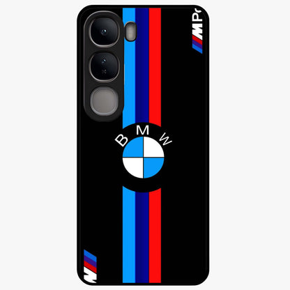 Turbo BMW Beast Glass Case showing flat back view with high performance sports car artwork and glossy glass finish.