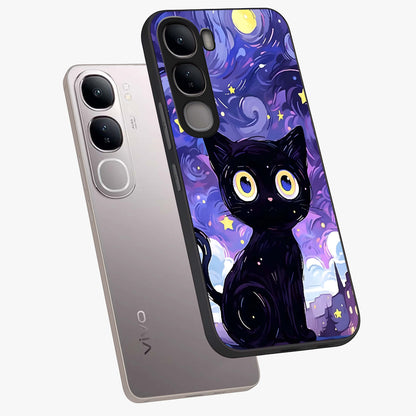 Abstract Cat Art Glass Case displayed in angled mockup highlighting modern abstract cat artwork and sleek glass surface.