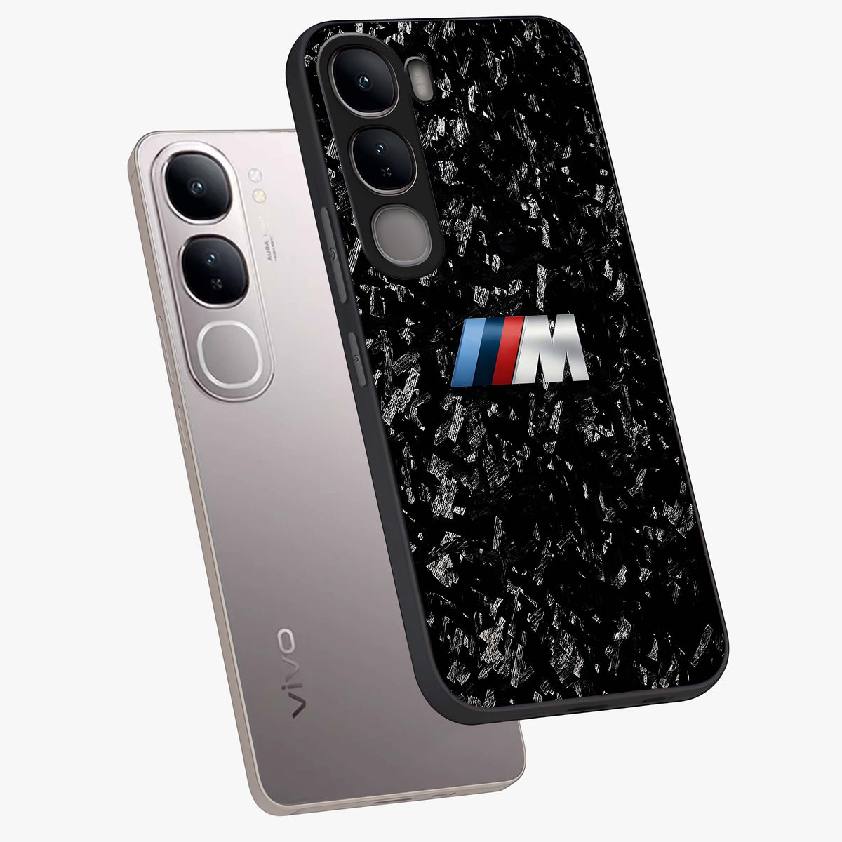 Carbon Speed Mark Glass Case displayed in angled mockup highlighting racing inspired carbon design and sleek aesthetic style.