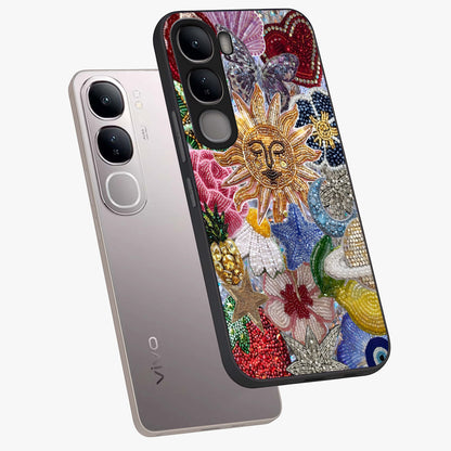 Celestial Floral and Playful Glass Case displayed in angled mockup highlighting playful floral design with dreamy celestial elements.