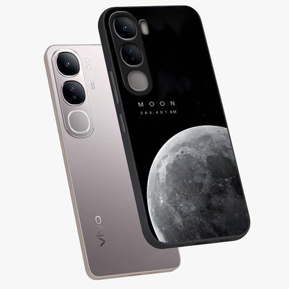 Cosmic Moon Glow Glass Case displayed in angled mockup highlighting celestial moon design with cosmic aesthetic theme.