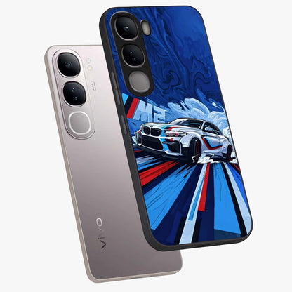 Drift Power Rush Glass Case displayed in angled mockup highlighting powerful drift car design with sporty aesthetic style.