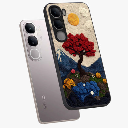 Eternal Nature Tapestry Glass Case displayed in angled mockup highlighting detailed botanical pattern with artistic aesthetic.