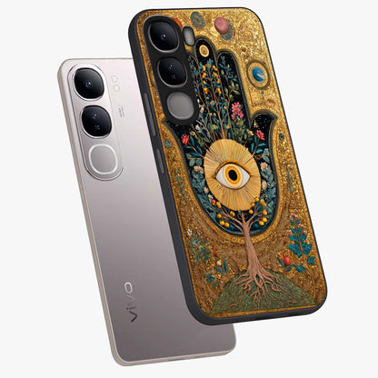 Ethereal Evil Eye Glass Case displayed in angled mockup highlighting protective evil eye symbol with spiritual aesthetic design.