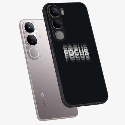 Focus Mode On Glass Case displayed in angled mockup highlighting clean minimal text artwork with modern aesthetic style.