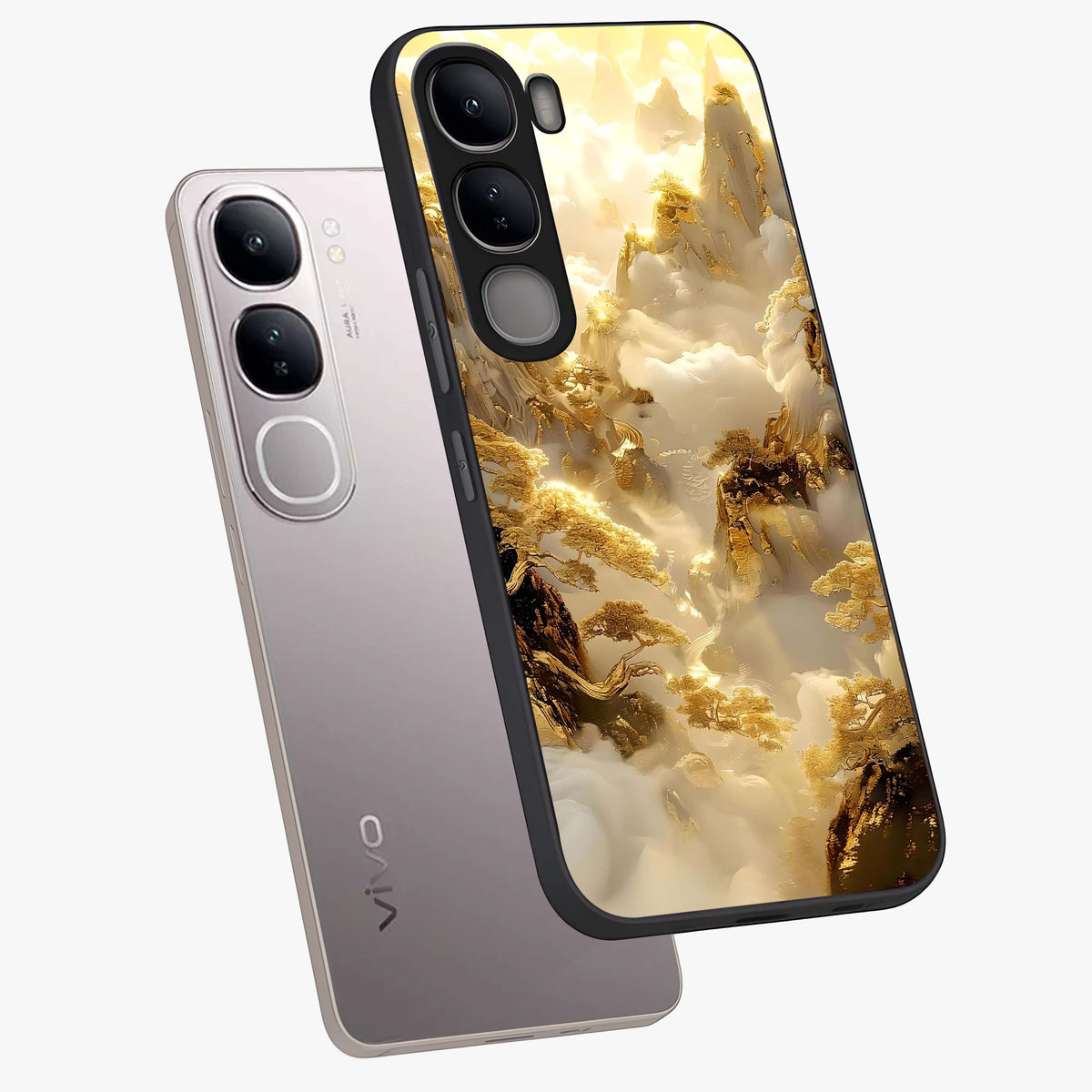 Gates Of Illumination Glass Case displayed in angled mockup highlighting radiant portal inspired design with fantasy aesthetic.