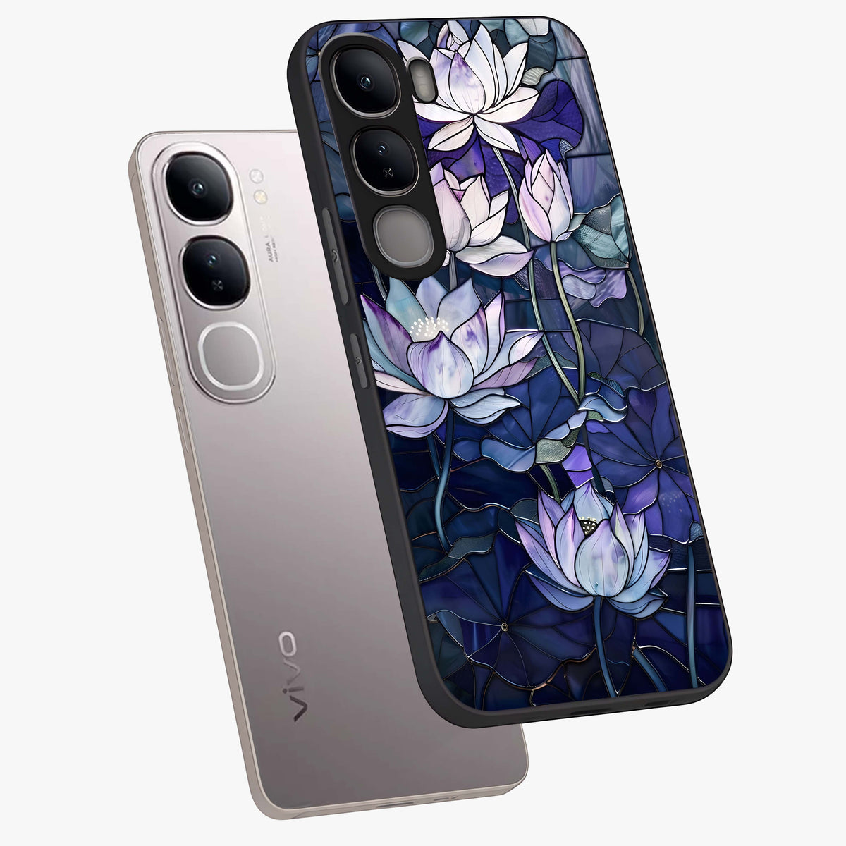 Gloss Petal Rush Glass Case displayed in angled mockup highlighting vibrant petal design with elegant floral aesthetic.