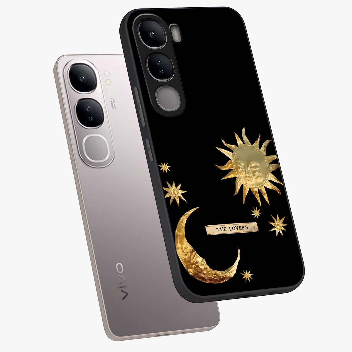 Gold Sun Blush Glass Case displayed in angled mockup highlighting radiant sun design with warm golden aesthetic.