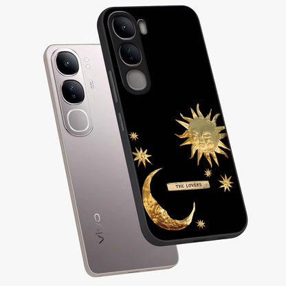 Gold Sun Blush Glass Case displayed in angled mockup highlighting radiant sun design with warm golden aesthetic.