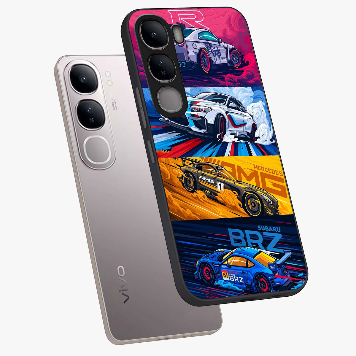 JDM Sports Car Glass Case displayed in angled mockup highlighting sleek Japanese racing car design with automotive aesthetic.