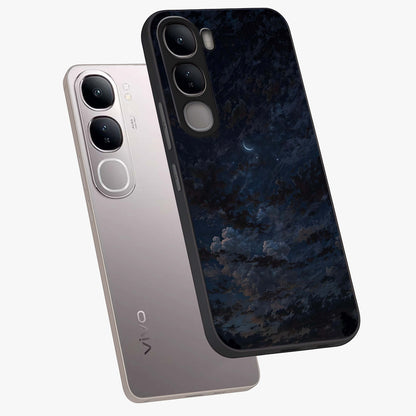 Lunar Veil Silence Glass Case displayed in angled mockup highlighting soft lunar design with peaceful celestial aesthetic.