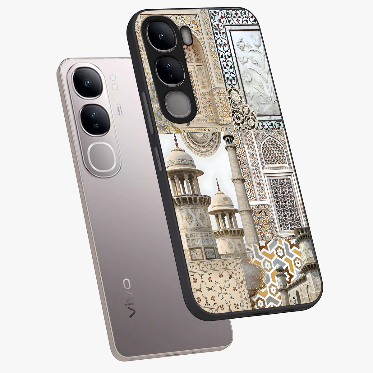 Mughal Marble Legacy Glass Case displayed in angled mockup highlighting elegant heritage marble artwork with royal aesthetic.