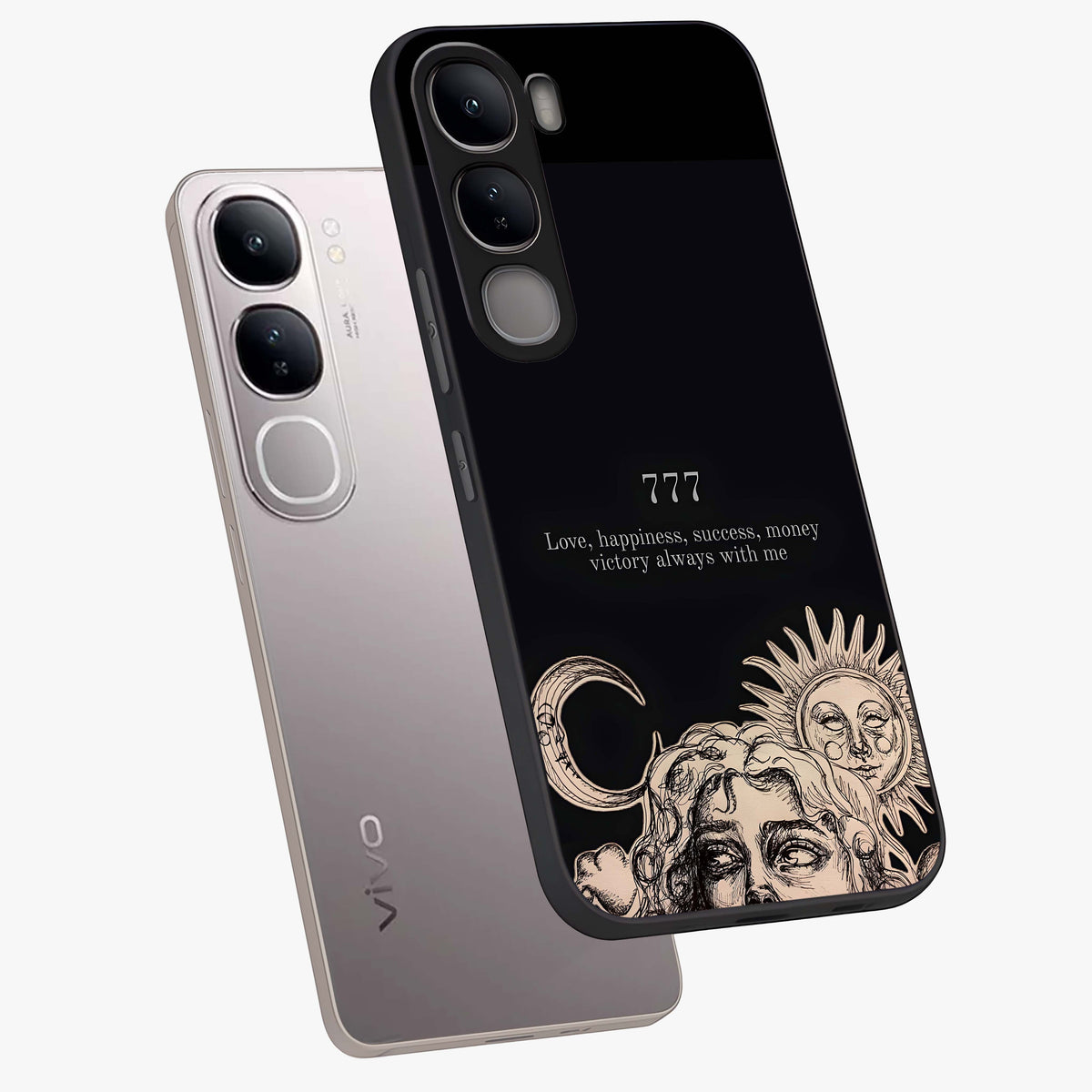 Mystic Victory Aura Glass Case displayed in angled mockup highlighting energetic aura design with bold mystical aesthetic.