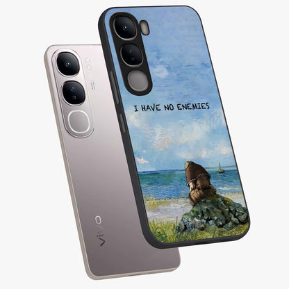 Peace Beyond War Glass Case displayed in angled mockup highlighting meaningful message design with artistic aesthetic style.