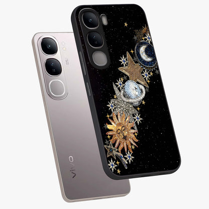 Pearls Universe Object Glass Case displayed in angled mockup highlighting celestial pearl design with dreamy aesthetic.