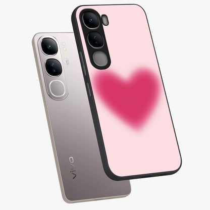 Pink Aura Heart Glass Case displayed in angled mockup highlighting vibrant pink heart design with dreamy aura aesthetic.