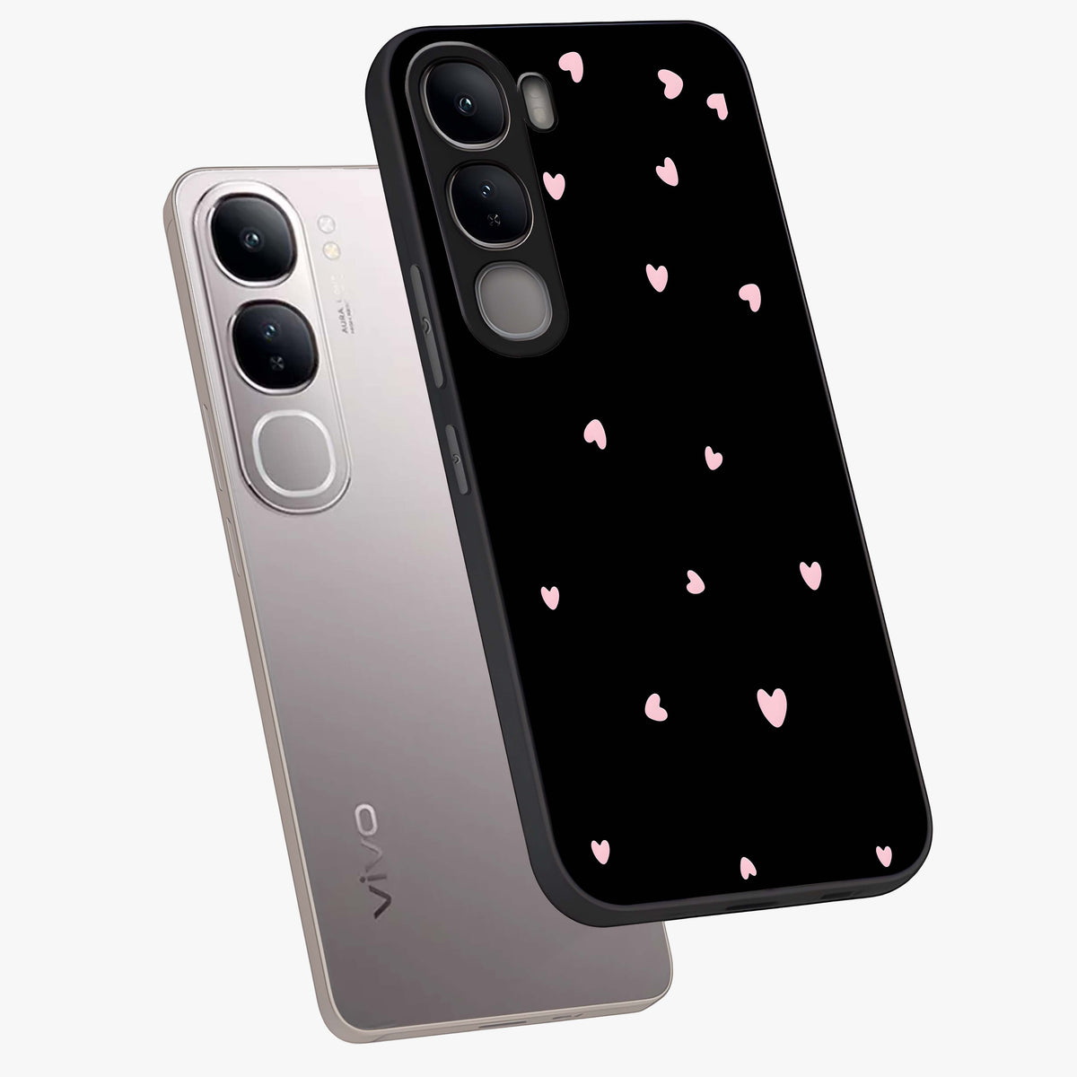 Pink Love Drops Glass Case displayed in angled mockup highlighting cute love drop design with vibrant pink aesthetic.
