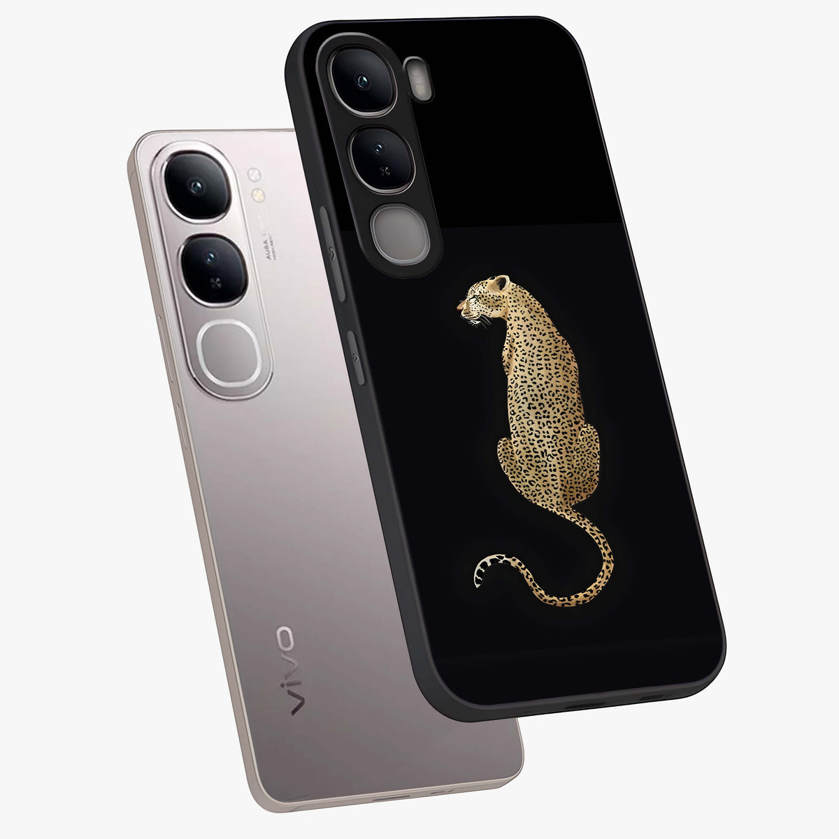 Regal Leopard Glass Case displayed in angled mockup highlighting powerful animal illustration with stylish wild aesthetic.