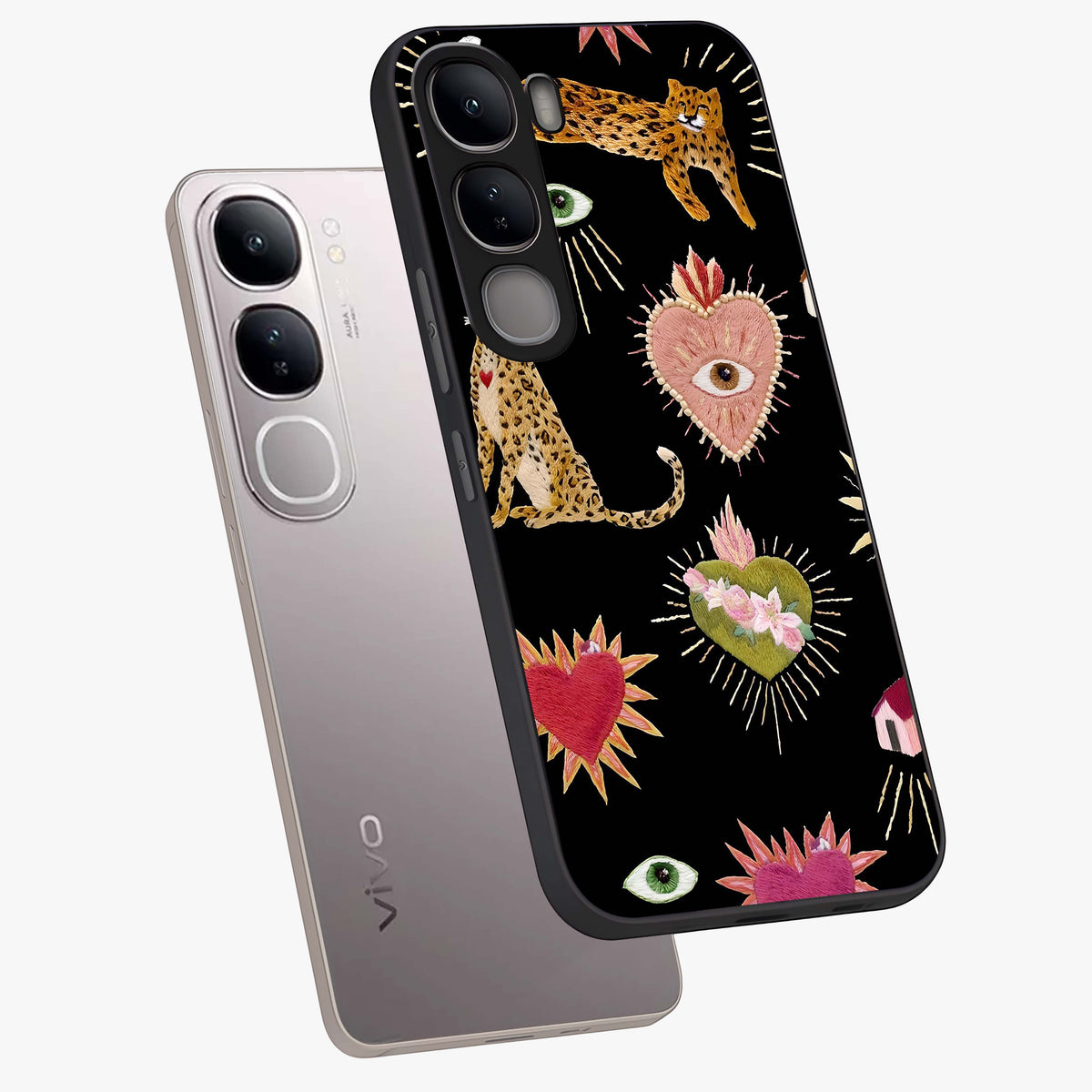 Sacred Jungle Heart Glass Case displayed in angled mockup highlighting lush tropical design with natural aesthetic style.
