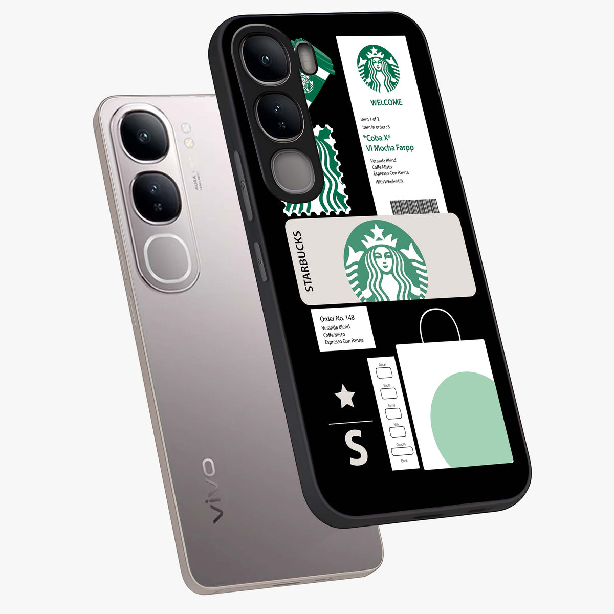 Starbucks Mocha Glass Case displayed in angled mockup highlighting stylish mocha themed design with cozy café aesthetic.