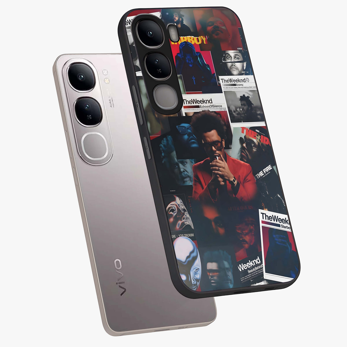 The Weeknd Glass Case displayed in angled mockup highlighting stylish pop culture inspired design with modern aesthetic.