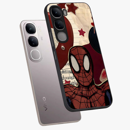 Web Warrior Vibes Glass Case displayed in angled mockup highlighting dynamic web design with comic style aesthetic.