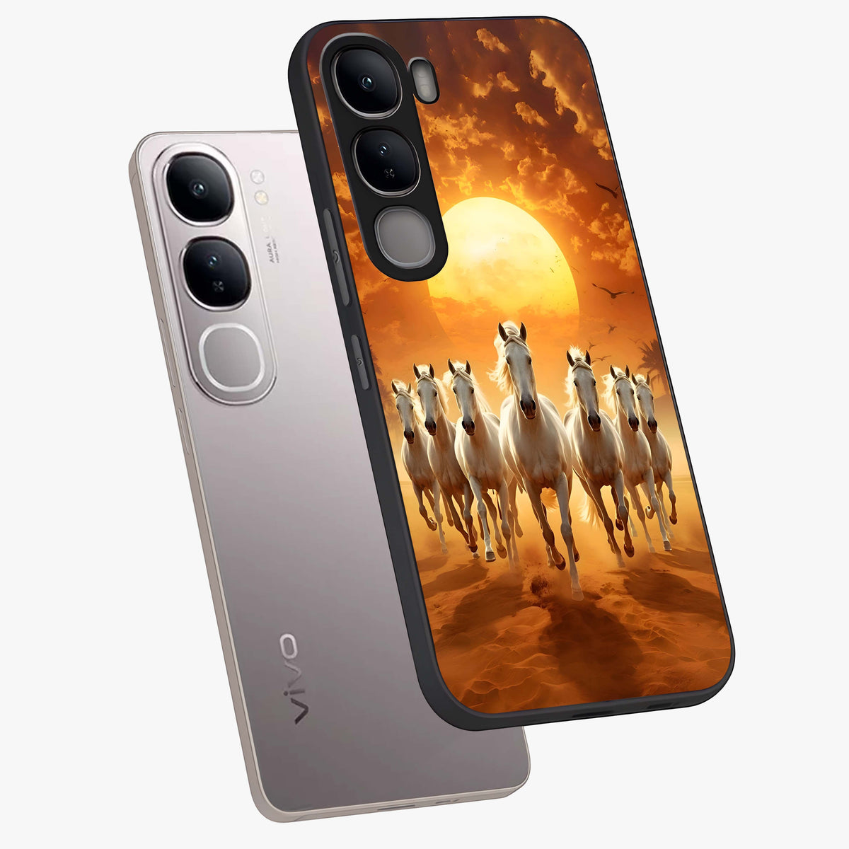 Wild Sunset Majesty Glass Case displayed in angled mockup highlighting vibrant sunset sky design with scenic aesthetic.