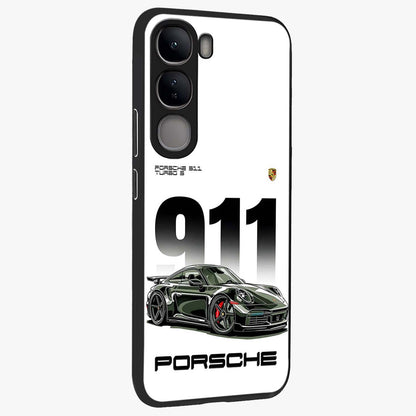 911 Turbo Dominance Glass Case upright perspective showcasing powerful racing design and modern automotive aesthetic.