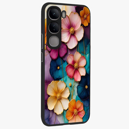 Artlyn Grace Flower Pattern Glass Case upright view showcasing graceful floral artwork with aesthetic botanical style.