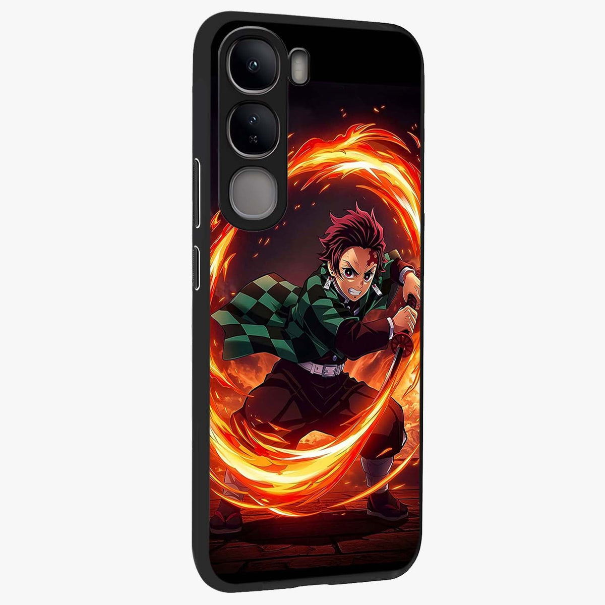 Blazing Sword Resolve Glass Case upright view showcasing dramatic warrior inspired artwork with intense visual style.