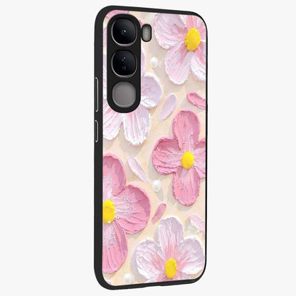 Blush Bloom Texture Glass Case upright view showcasing delicate blush floral texture with modern minimal style.