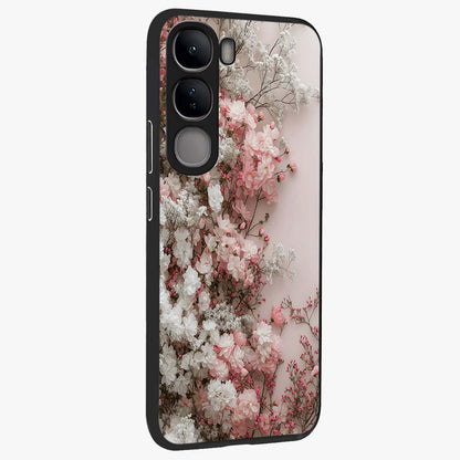 Blush Blossom Cloud Glass Case upright view showcasing calm floral cloud artwork with gentle dreamy theme.
