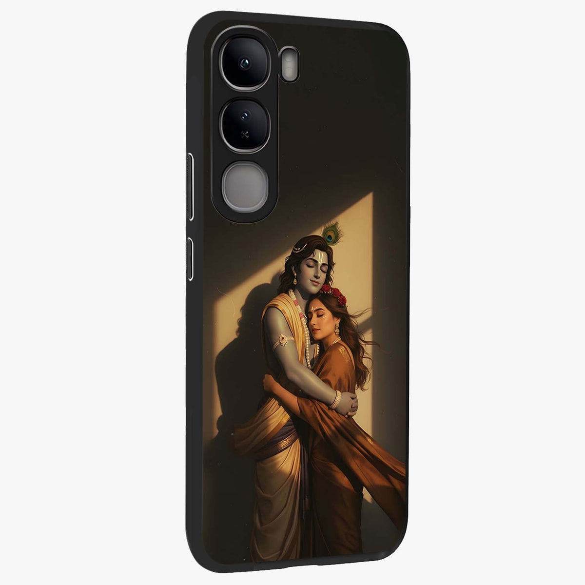 Divine Eternal Love Glass Case upright view showcasing graceful spiritual artwork with eternal love theme.