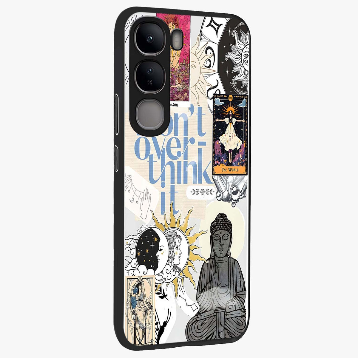 Ethereal Thoughts Glass Case upright view showcasing delicate artistic composition with peaceful dreamy theme.
