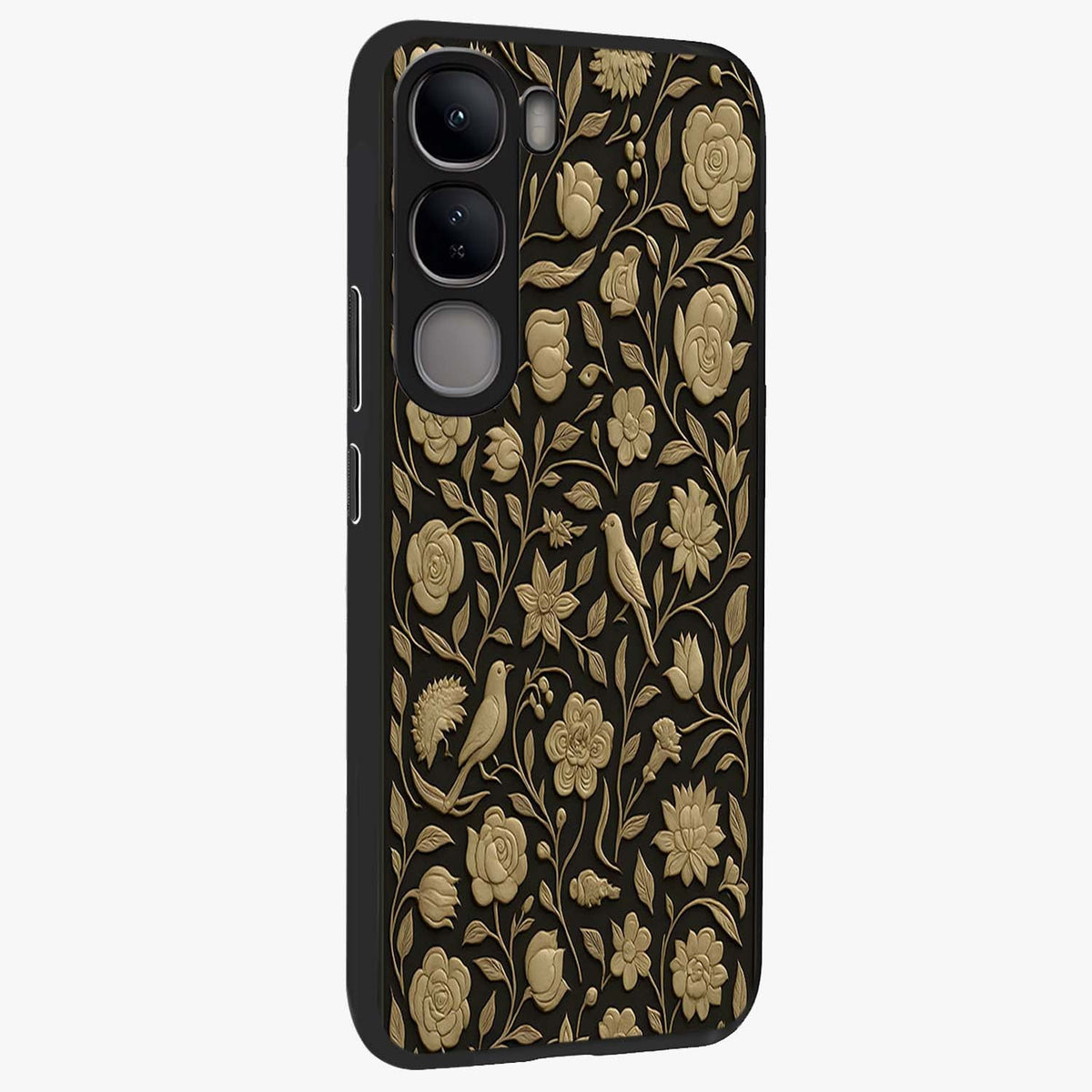 Golden Evil Eye Mandala Glass Case upright view showcasing decorative evil eye mandala artwork with spiritual aesthetic style.