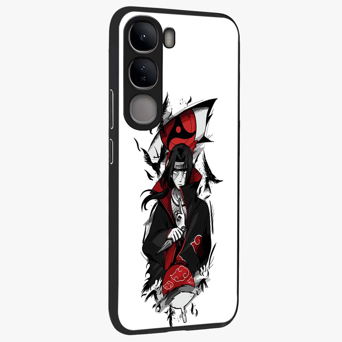 Itachi Limited Edition Naruto Anime Glass Case upright view showcasing intense anime artwork with powerful character theme.