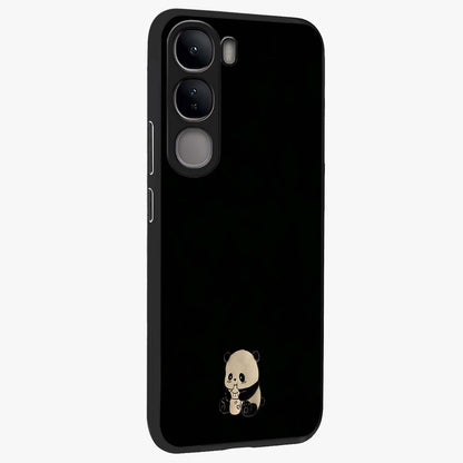 Midnight Panda Love Glass Case upright view showcasing charming panda artwork with playful romantic theme.