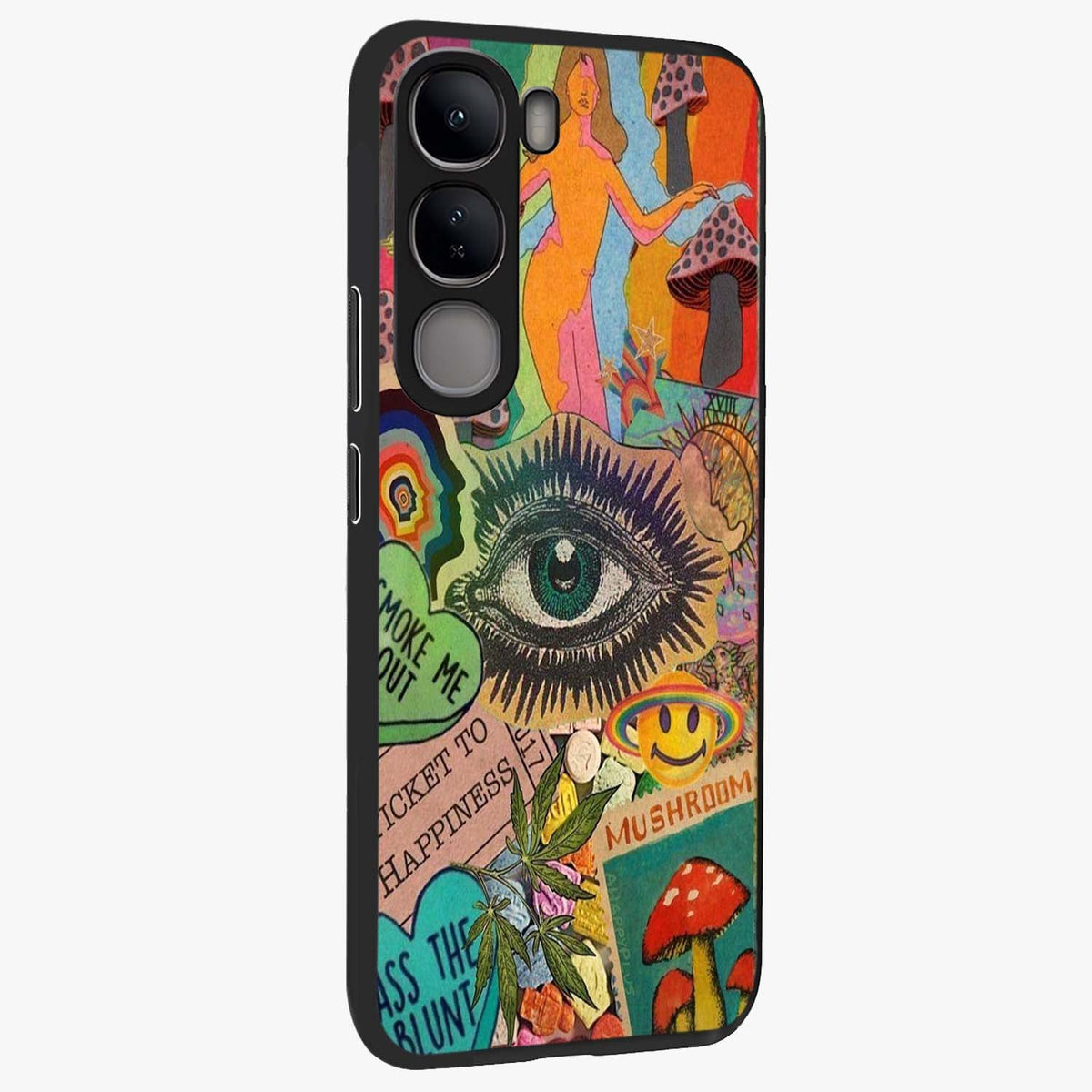 Mystic Eye Wonderland Glass Case upright view showcasing symbolic eye artwork with mysterious fantasy theme.