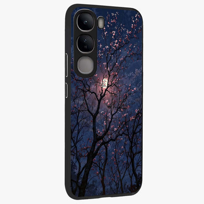 Twilight Sakura Serenade Glass Case upright view showcasing beautiful cherry blossom artwork with serene evening theme.