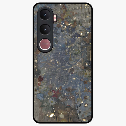 Aesthetic Astrolophia Glass Case showing flat back view with dreamy aesthetic design and glossy glass finish.