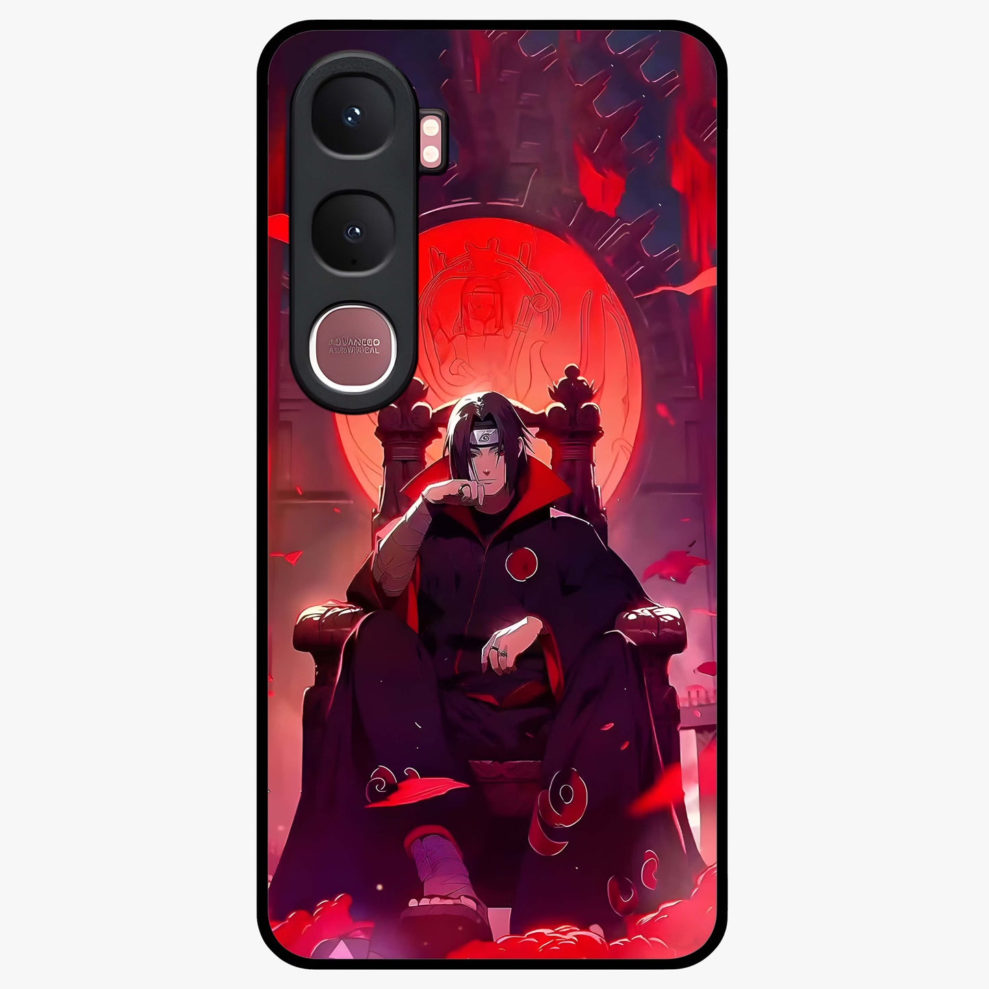 Blood Moon Sovereign Glass Case showing flat back view with mystical blood moon artwork and glossy glass finish.