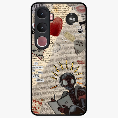 City Dream Sketch Glass Case showing flat back view with artistic city skyline sketch artwork and glossy glass finish.