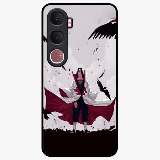 Crimson Crow Ascension Glass Case showing flat back view with mystical crow artwork and glossy glass finish.